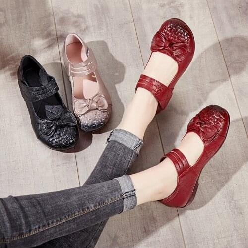 Vintage Handmade Mary Janes Women Flats Shoes Casual Flat Shoes Genuine Leather Lady Soft Bottom Womens Loafers Female Shoes
