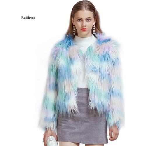 Women Luxury Faux Fur Coat Bohemian Hairy Fur Top Coats Fluffy Women Jacket Fourrure Futro Damskie Harajuku Winter New
