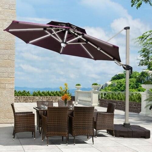 Outdoor Bluetooth Audio Roma Umbrella Waterproof Cantilever Garden Beach Patio Sun Canvas Parasol Aluminum Umbrella Restaurant
