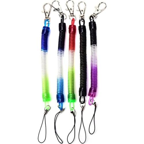 1Pc Plastic Retractable Spring Coil Spiral Stretch Chain Anti-lost Phone Hanging Keychain Car Key Ring Random Color