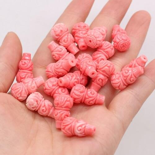 10pcs Natural Coral Beads Gourd Shape Punch Artificial Coral Loose Beads for Making Jewelry DIY Necklace Bracelet Accessories