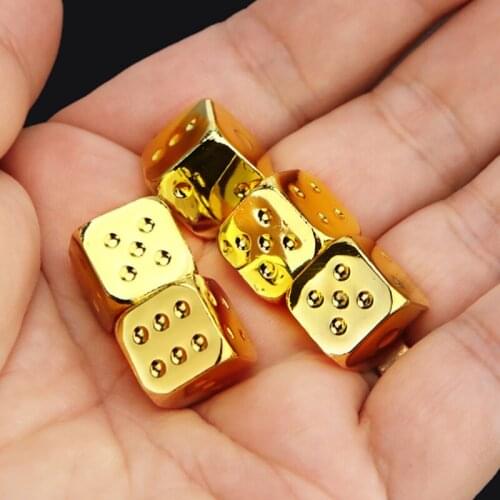 13*13mm Dice 5 PCS/Set Gold/Silver Metal Funny Dice Standard Six Sided Decider Board Game