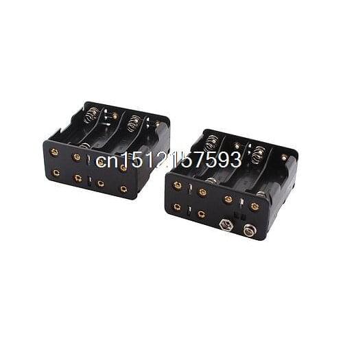 2pcs 8 x AA 2-Side Battery Battery Case Holder Box Storage w 9V Snap Connector