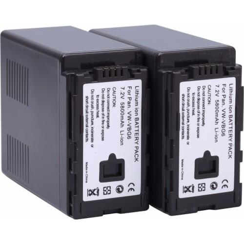 2Pcs VW-VBG6 VW VBG6 VWVBG6 Battery For Panasonic AG-AC7 AG-AC130A AG-AC160A AF100 HMC40 HMC70 HMC80 HMC150 HMC153 HMR10 HSC1U