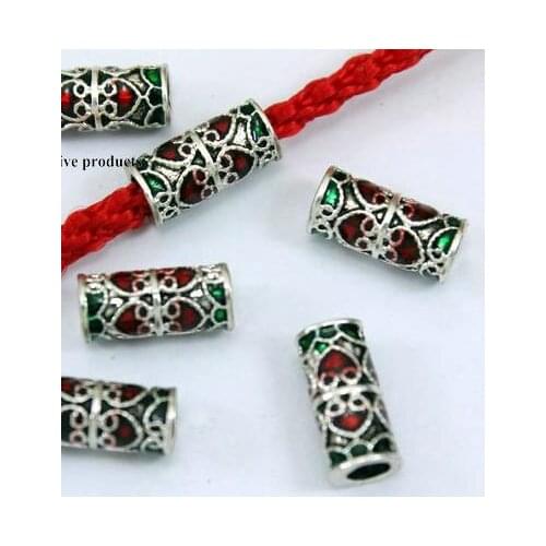 5pcs/lot Tibetan silver Dripping oil spacer Cloisonne lotus Loose Spacer Beads for DIY Jewelry Making bracelet dgf34