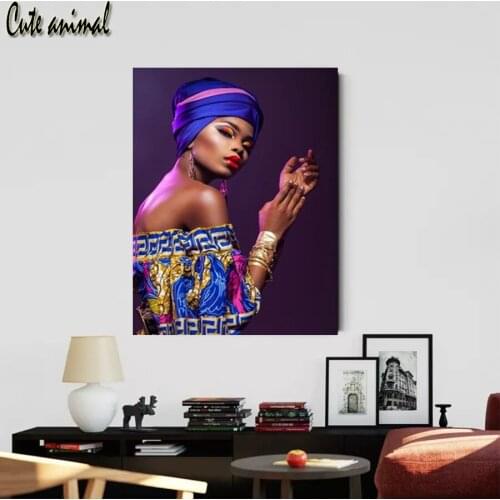 5D DIY Diamond Embroidery African Woman Cross Stitch Diamond Mosaic Black Gold Art Rhinestone Handicraft Gift Home Decoration