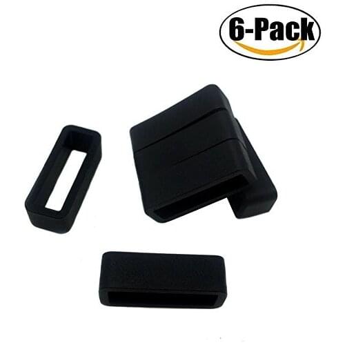 6 Piece Black Silicone Rubber Replacement Resin Watch Strap Band Keeper Holder Retainer Loop Size 14mm/16mm/18mm/20mm/22m/24mm