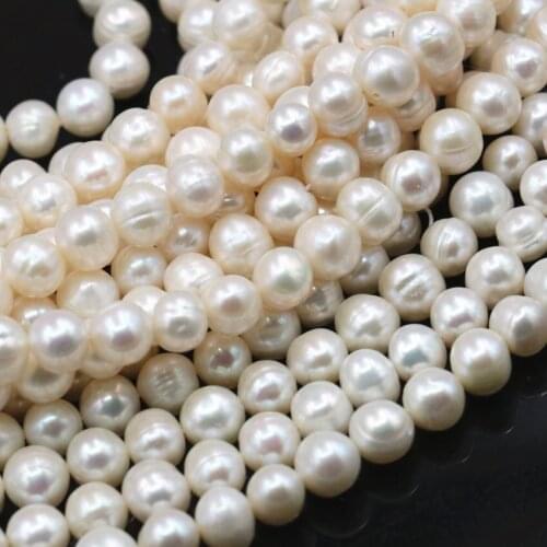 7-8mm Natural White Freshwater Pearl Nearround Loose Baroque Pearls Beads for Jewelry Making DIY Necklace Bracelet 14.5inch A481
