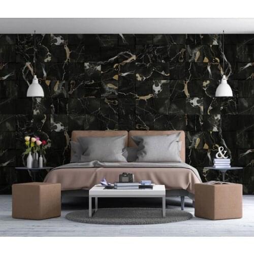 Customized large-scale 3D mural wallpaper modern fashion black gold sand marble grain gold mural background wall