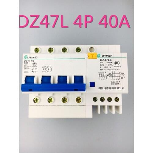 DZ47LE 4P 40A 400V Residual current Circuit breaker with over current and Leakage protection RCBO