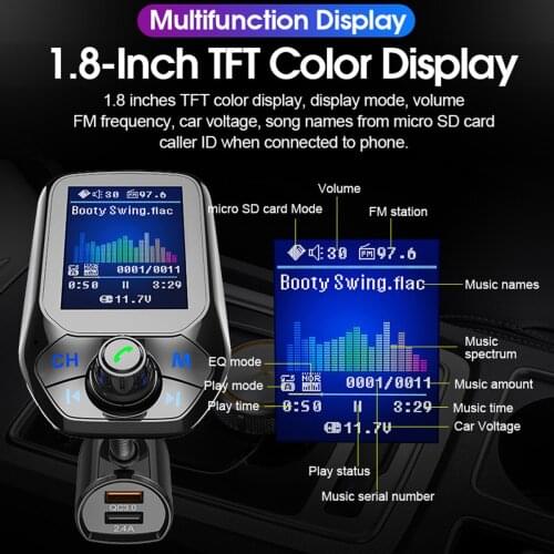 Car Mp3 Music Player Bluetooth Bluetooth 5.0 Receiver Fm Transmitter Dual Usb Qc3.0 Charger U Disk / Tf Card Lossless Music#g3