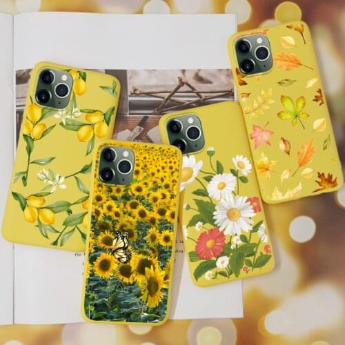 Yellow Case For iPhone 11 Pro Max Cover TPU Silicone Sunflower Funda For iPhone 7 8 Plus 6 6S SE 2020 11 X XR XS MAX Case Bumper