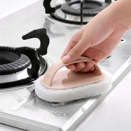Scouring Pad Kitchen Sponge Brush Melamine Sponge Cleaning Brush Pan Pot Cleaner Strong Decontamination Brushes With Handle