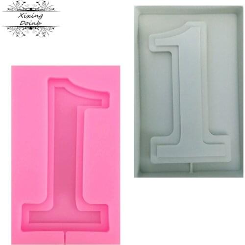 DIY digital 1 shape silicone mold chocolate fudge silicone mold lollipop cake inserting tool cake decoration