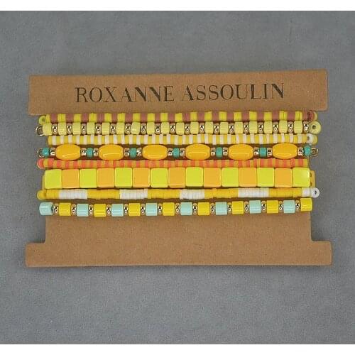Color healing Yellow Bohemian Bracelet Set street style (8-piece set)