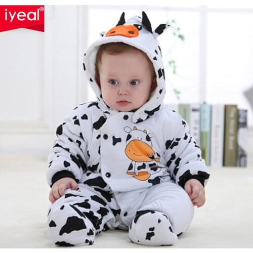IYEAL Newborn Baby Girl Boy Winter Clothes Baby Rompers Cotton Overalls For Kids Roupa Bebes Cow Baby Costume Clothing