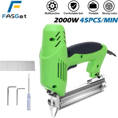 2000W Electric Nail Gun 220V-240V Nailer Woodworking Electric Tacker Furniture Staple Gun Power Tools