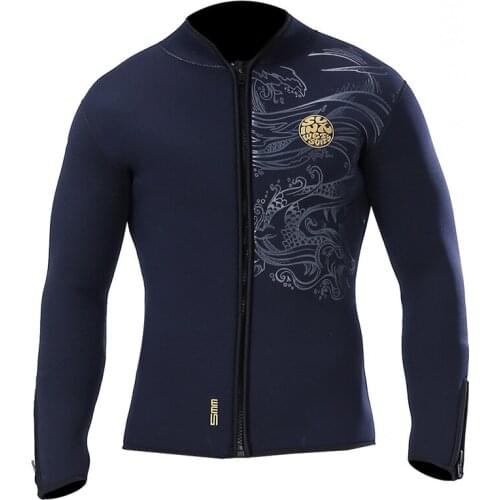 Wetsuit top 5mm Long Sleeve Premium SCR Neoprene Wetsuit Jacket Shirt and Pants for Men Women Front Zip Printed Wet Suit Warm
