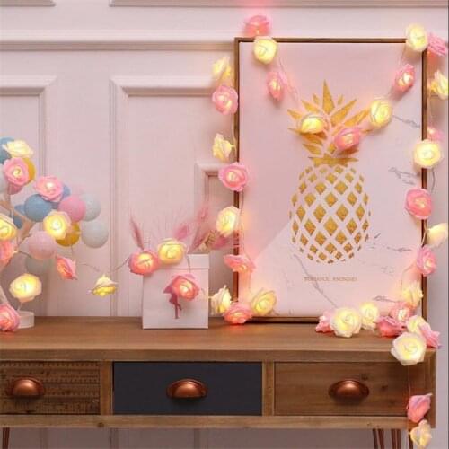 5m 28LED Light String Foam Rose Flower Garland With Hanging Rope For Valentines Wedding Anniversary Birthday Gifts Home Decor