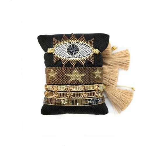BLUESTAR Evil Eye Bracelet MIYUKI Star Bracelet For Women Turkish Eye Jewelry Pulseras Handmade Femme Armband Tassel