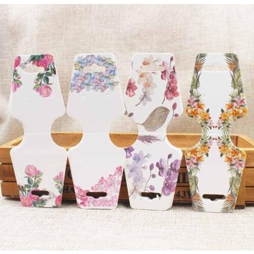 Hotsale New 200pcs 4.5x12.0cm flower pattern Cards Printing Jewelry Necklace Bracelet Hang Tag Jewelry Display Cards Label Tag