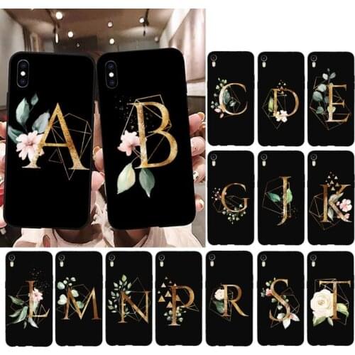 Customized Initial Letter Flowers Phone Case for iPhone 12 Mini 12 11 Pro X XS Max XR 8 7 6 6s Plus Soft Protect Cover