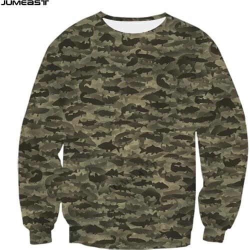 Jumeast Brand Men Women 3D Printed Sweatshirt Hunting Fish Camouflage Long Sleeve Fashion T Shirt Sport Pullover Tops Tees