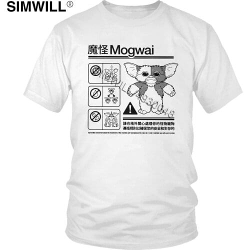 Kawaii Gremlin Tee Fashion Summer Cotton T Shirt Men Short Sleeves Crew Neck Gizmo 80s Movie Mogwai Monster Retro Sci Fi T-Shirt