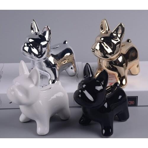 Pottery pug dog cans, Nordic cartoon puppies, money saving canister, animal Bulldog savings pot, home coin change pot
