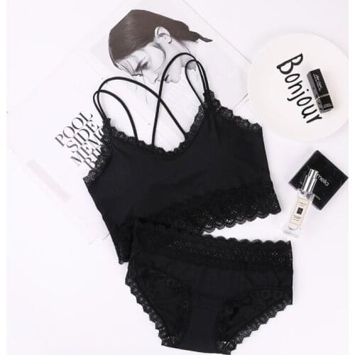 2020 New Arrival Women Lace Tank Top and Panties Sets Candy Color Women Bralette Underwear Lingerie
