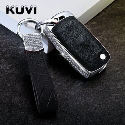 Leather Car Remote Key Cover Case Fob For Volkswagen VW Bora Polo Tiguan Jetta Passat B5 B6 B7 Golf Beetle For Skoda Octavia