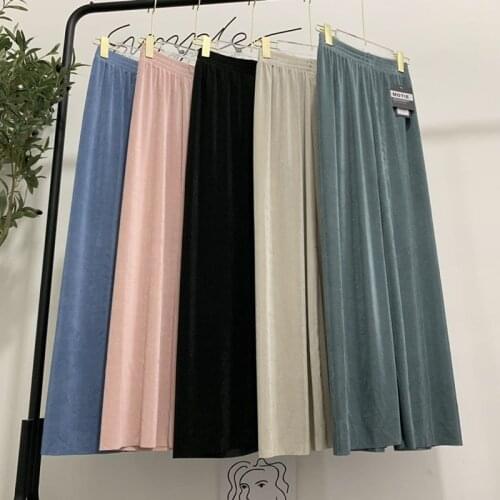 Sanderala Summer Women Ice Silk Pajamas Bottom High Waist Loose Lingerie Sexy Cool Underwear Elastic Waist Full Length Pants