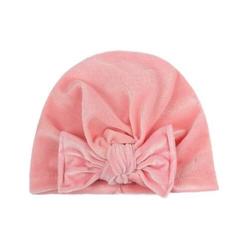 Cute Bows Baby Hat Knot Intant Baby Girl Boy Velvet Newborn Turban Soft Children Kids Toddler Beanie Cap Photography Props