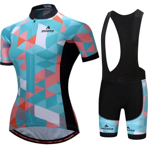 MILOTO Pro Team Cycling Jersey Set Women Summer Bike Clothes MTB Ropa Ciclismo Bicycle Uniforme Maillot Quick Dry 20D Pad