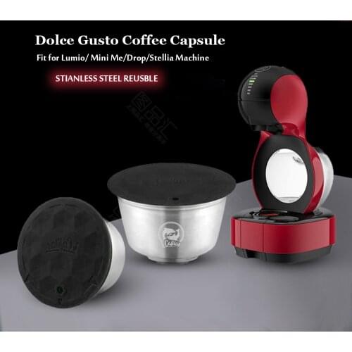 ICafilasStainless Steel Reusable For Dolce Gusto Capsule Refillable Dolci Gusto Filter Coffee Tamper &Spoon For Lumio Machine