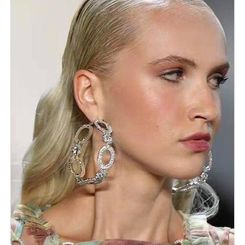 New Arrival Women Fashion Shiny Rhinestone Circle Hoop Earrings Jewelry Hot Sale Trendy Statement Earrings Accessories