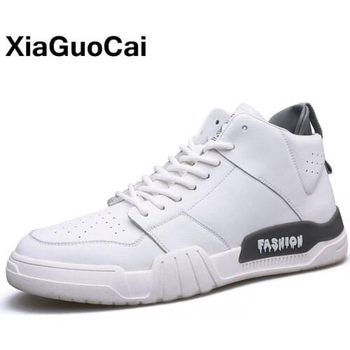 Autumn Winter White Men Casual Shoes Breathable Leather High Top Man Shoes Fashion Trend Male Sneakers High Quality Hot Sale