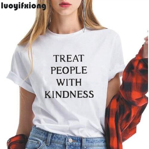 Treat People with Kindness Letter Print Women Tshirt Short Sleeve Hipster Tee Shirt Femme Funny Tshirt Women Tops Camiseta Mujer