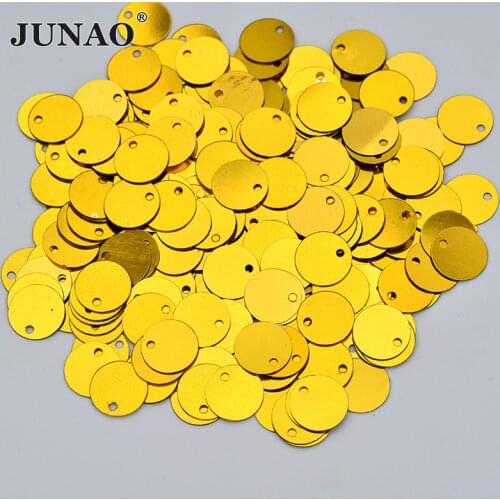JUNAO 10mm 12mm 14mm Silver Gold Red Sequins Paillette Loose Sewing Flat Round Sequin For Clothes Jewelry Decoration 100g