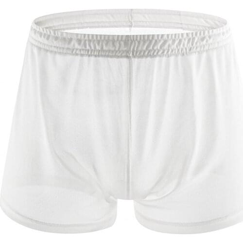 Soutong See Through Men Underpants Solid Color Mesh Yarn Mid Waist Transparent Thin Boxer Underwear for Daily Wear