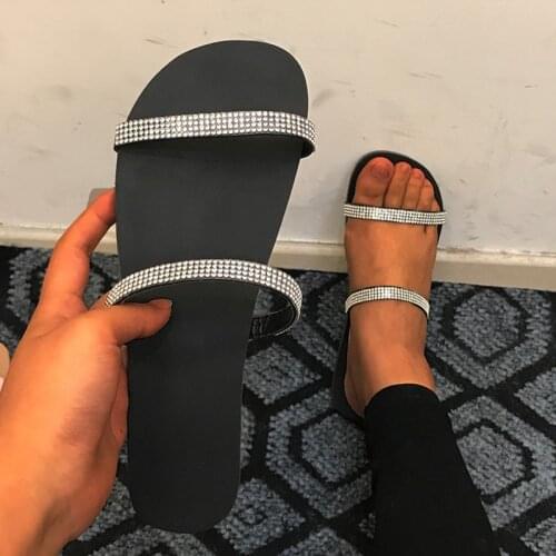 Sandals for Women Dressy Flat Rhinestone Flip Flop Sandals Open Toe Slippers Casual Summer Beach Sandals Shoes