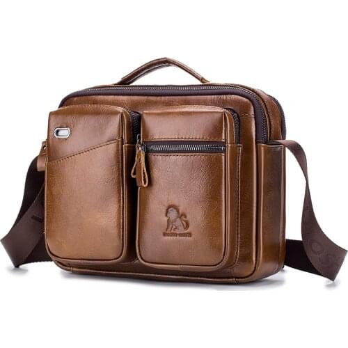 Luxury Brand Messenger Bag Men Genuine Cow Leather Shoulder Bag Male Top-handle Satchels Crossbody Bags For Men Business Handbag