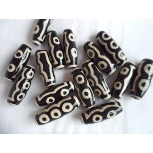 TSB0453 Tibetan Five Eyes Dzi Beads 30mm Antiqued Black Carnelian Long Beads 10beads lot