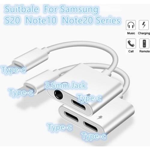 USB C Adapter For Samsung Note 20 10 S20 Fe Ultra A8 Plus Huawei P40 Mate 40 30 Pro Audio Charger Connector Dual Type C Splitter