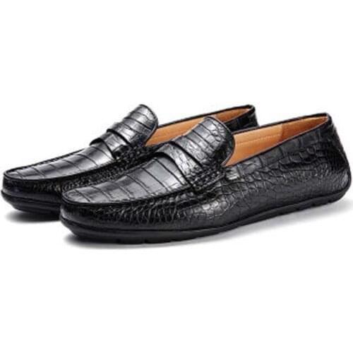 Yuee spring new crocodile leather men loafers casual shoes wear-resisting breathable crocodile Mens leather shoes men shoes