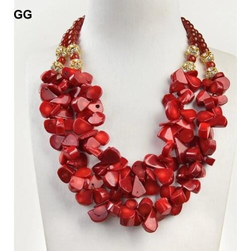 GuaiGuai Jewelry 20" 2Strands Coral Carnelian Necklace