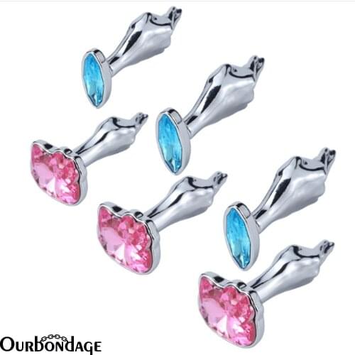 Ourbondage Kirsite 2 Types Jewelry Bottom and 3 Size Finger Massage Shape Anal Butt Plug For Men Women Adult Sextoy