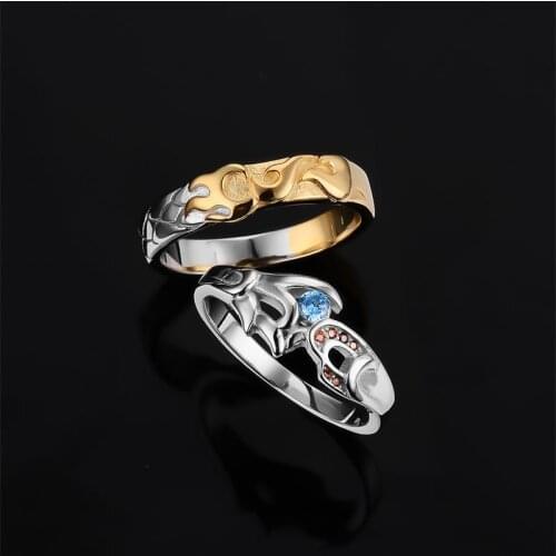 LOL Game Hero Master Couple Lovers' Rings Wukong Ahri 925 Sterling Silver Ring Game Cosplay Women Jewelry Engagement Ring Gifts