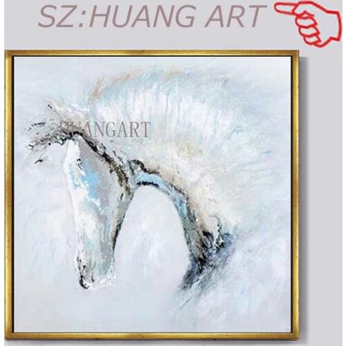 Animal Snow-White Horse Oil Painting 100% Hand painted Beautiful Modern Paintings On Canvas Wall Art Home Decoration