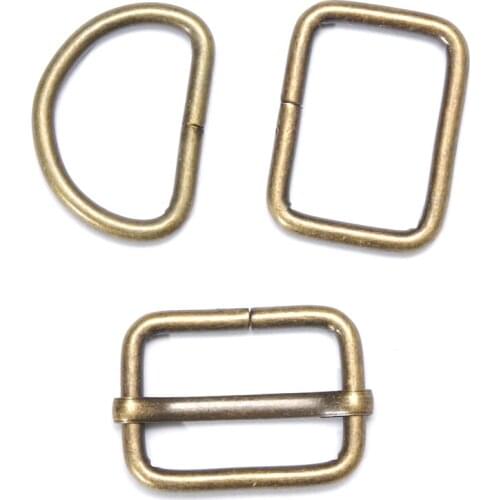 10pcs Vintage Copper Color Metal Buckle D Rings Bronze Triglide Bag Strap Hook DIY Accessoreis 2.5cm/3.2cm/3.8cm